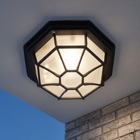 Rustikale Deckenlampe AußEn IP43 Aluminium Glas Schwarz Wetterfest AußEnleuchte