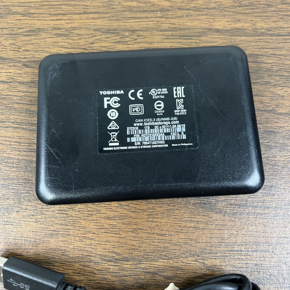 Toshiba 1TB USB 3.0 External Portable Hard Drive Portable HDD DTC910 *TESTED* - Image 2 of 2