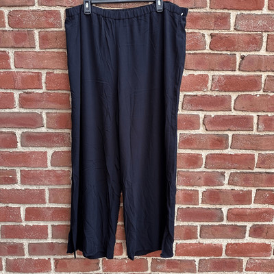 Eileen Fisher $278 crepe wide leg pants side slits tencel lyocell viscose 1X