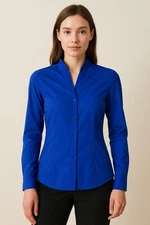 Basler Y2K Vintage Long Cotton Button-up Fitted Blouse Size 38 6 S Old Money New