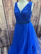 Modest Vibrant Blue Party Dress Ball Gown Formal Prom XL New Princess Long