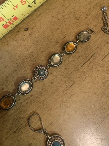 Lia Sophia Earrings, Bracelet, Necklace Set Antique Gold Tone Brown - Picture 6 of 9