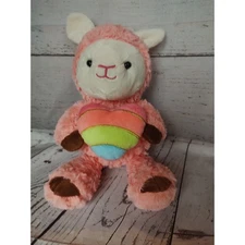 Pink Alpaca Plush Llama w Heart Stuffed Animal Animal Adventure Valentine