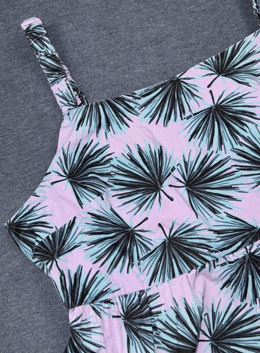 Maxi Sun Dress Floral Purple Hawaiian Beachy Stretch Cotton Dip Women’s X-Large - Picture 4 of 15