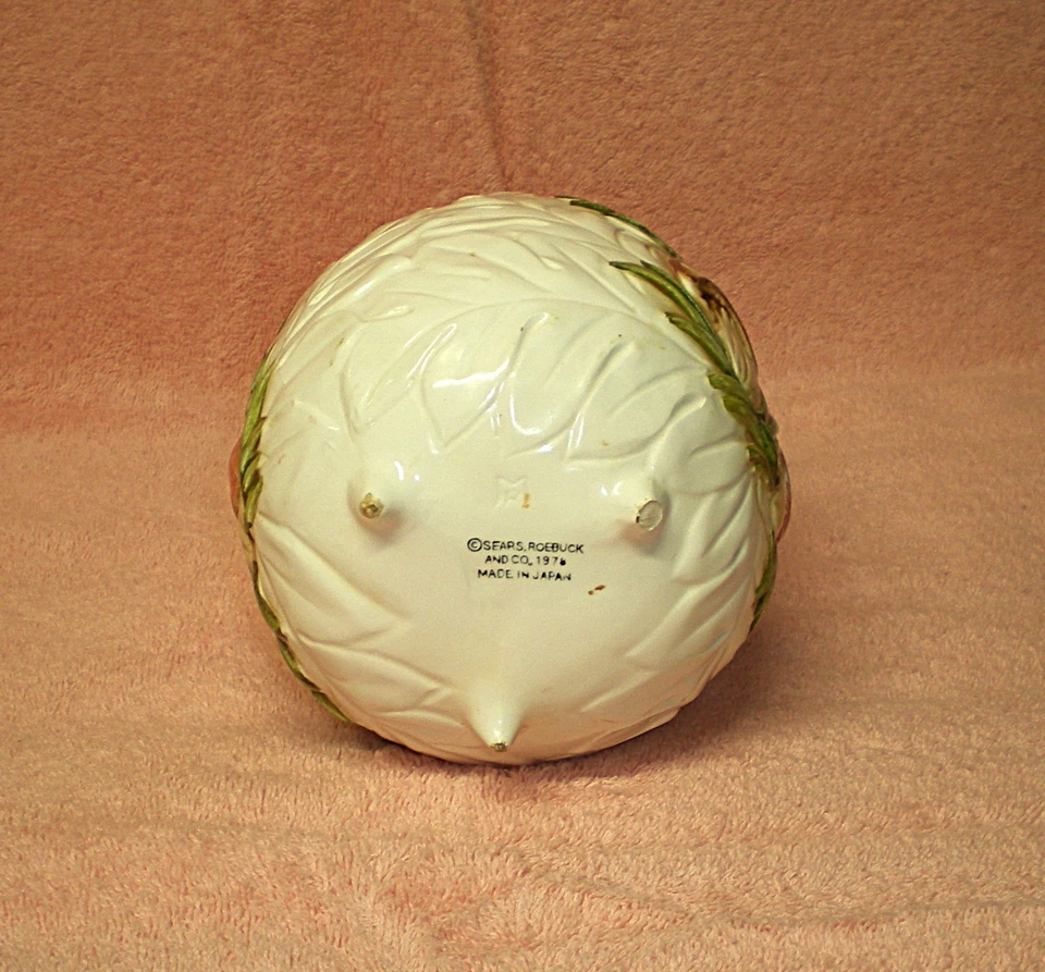 Vintage 1976 Sears & Roebuck Merry Mushrooms Egg Shaped Footed Planter Vase - Image 4 of 4