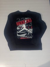 Nike Air Jordan Crew Sweatshirt Sweater Boys Size Youth Large Basketball Black