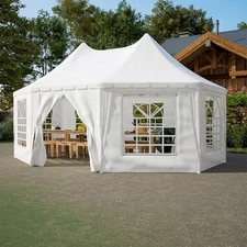 20x15 FT Party Tent Heavy Duty Event Tent with Door & Windows Wedding Canopy