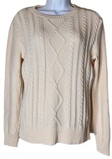 Chaps Classics Large Ivory Cable Knit vintage Sweater (J7)