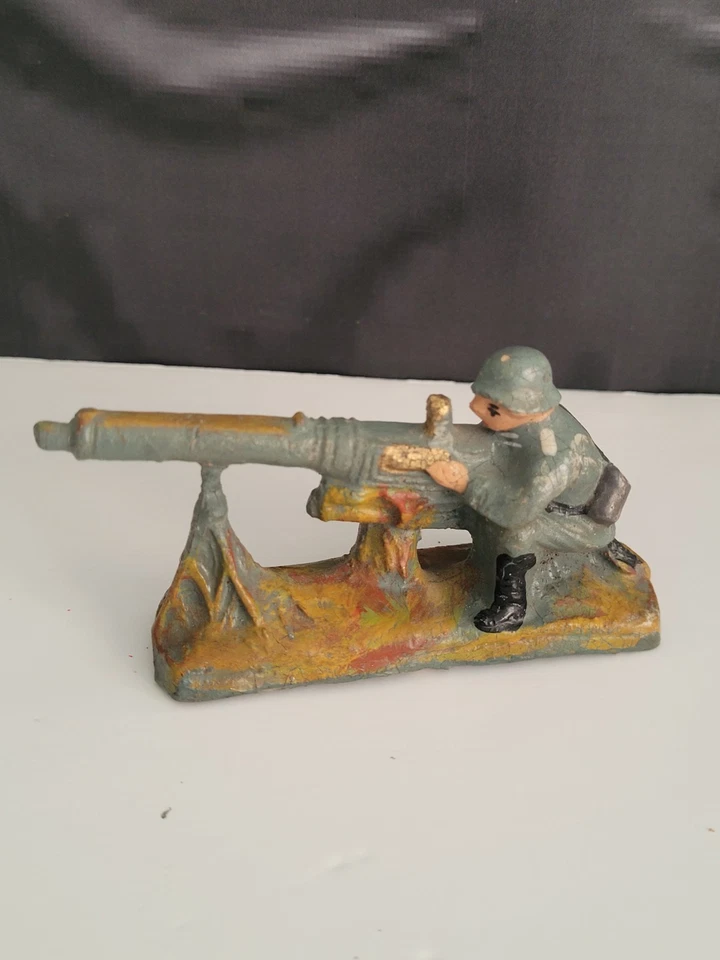 Elastolin German Machine Gunner 7cm Composition WW2 Era Figure c.1935–40s - Image 2 of 4