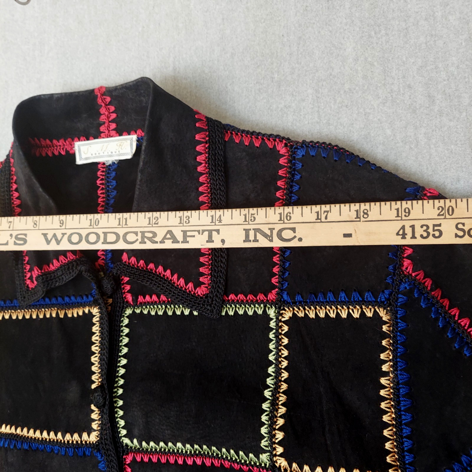 SMH Boutique Patchwork Boho Jacket Womens Suede E… - image 11