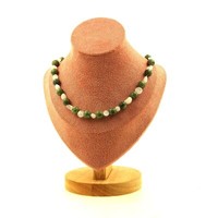 Mondsteinperlen Halskette Aus Indien + Serpentin 8 Mm Stahlkette Halskette