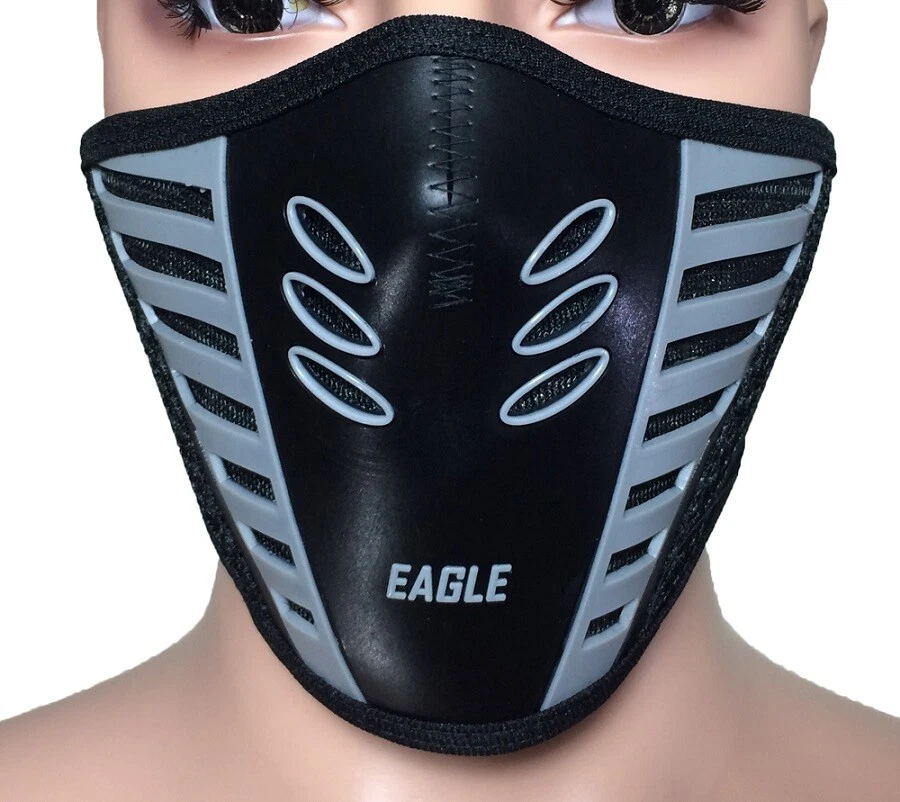 Half Face Cover Air Flow Balaclava Protection Filter Rubber Adjustable Mask GREY