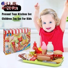 30 Pcs Play Food Pretend Toys Kitchen Set Pretend Food Children Toy Set For Kids