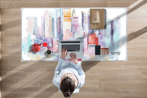 Large Computer Full Desk Top Mat Pad for Mouse Keyboard 100x50 City by the water - Afbeelding 3 van 4