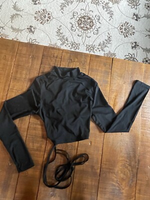 Women s SHIEN Black Crop Top Size Small Blouse, Back Detail Shirt