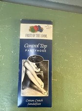 Fruit of The Loom Large Sandalfoot Control Top Pantyhose Off Black Size B
