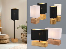 Ausgefallene Stehleuchten Nachttischleuchten im Landhausstil Holzfuß Stoffschirm