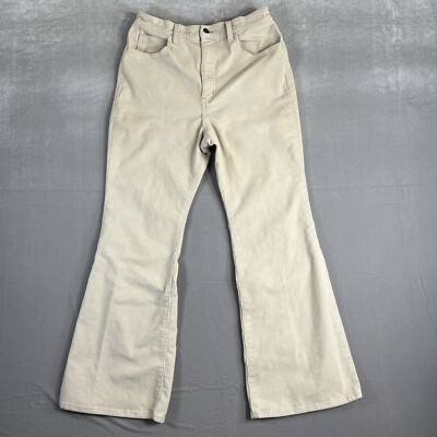 Levis Premium 70s High Flare Corduroy Pants Womens 29 Ivory Cream
