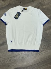 Polo Ralph Lauren Womens US Open Short Sleeve White Sweater Size L NWT MSRP 90