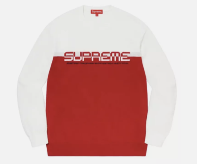 Supreme Split Logo Pullover Red Off White Cream Small S Authentic 
