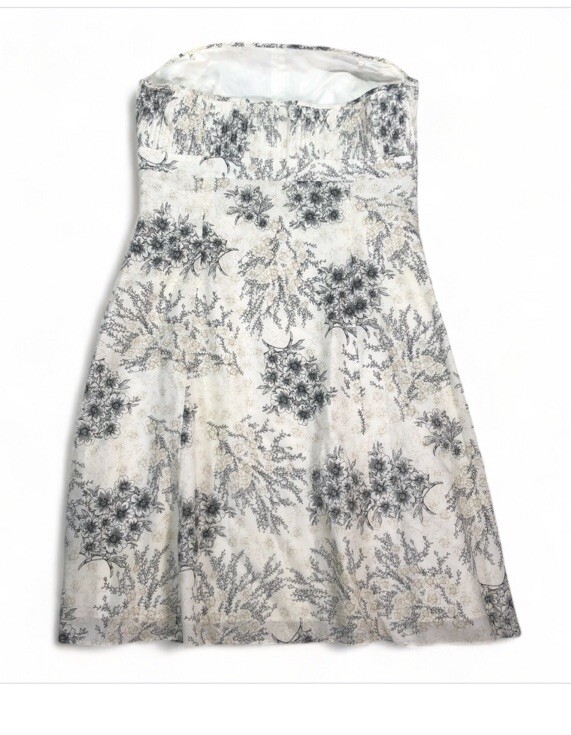 White House Black Market Strapless Dress Size 6 in White w/ black & tan floral | eBay White House Black Market Strapless Dress Size 6 in White w/ black & tan floral | eBay