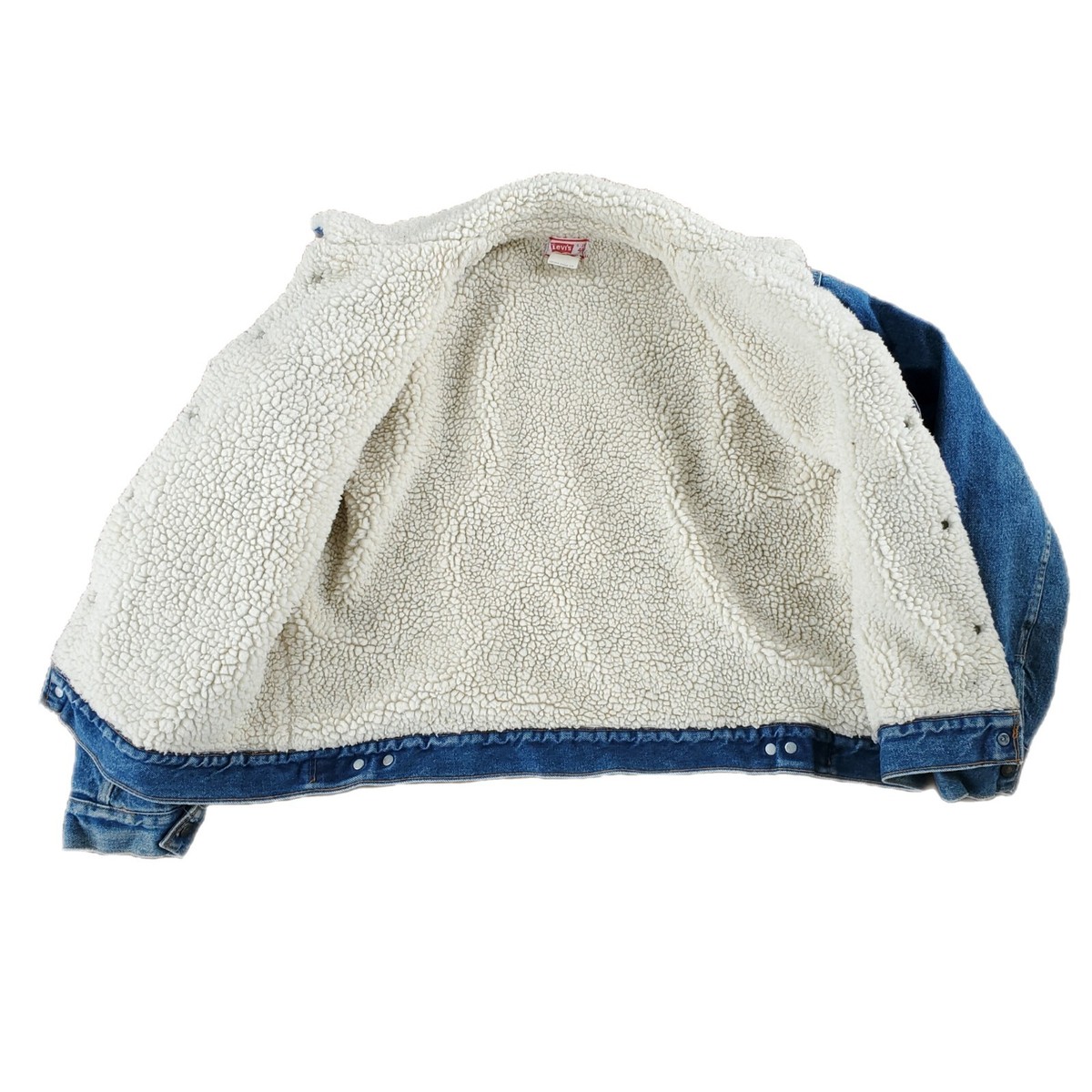 Vtg Levi's Sz 48 1970s Sherpa Jacket Denim Navy Blue 70605