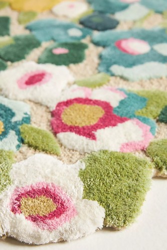 Handmade Wool Silk Tufted Rug Cassia Floral Colorful Contemporary Style - Picture 3 of 3