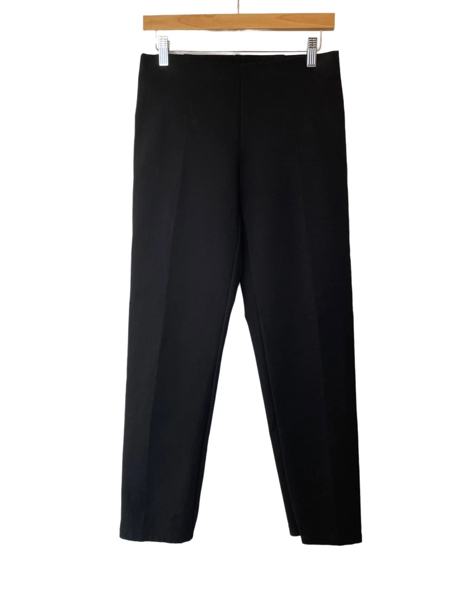 Eileen Fisher Womens S Petite PS Black Ponte Knit Pants Stretch Pull On F5JH