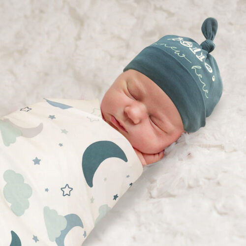 2 Teile/satz Baby Schlafen Wrap Stilvolle Dekorative Baby Puckdecke Mit Beanie - Bild 1 von 19
