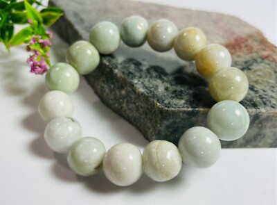 Zertifiziert natürlich grün mehrfarbig Jade Jadeit Perlen Stretch Armband 7 Zoll 