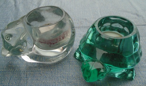 Tea Candle Holders Indiana Glass 2 Turtles Rabbit Cat - Picture 3 of 8