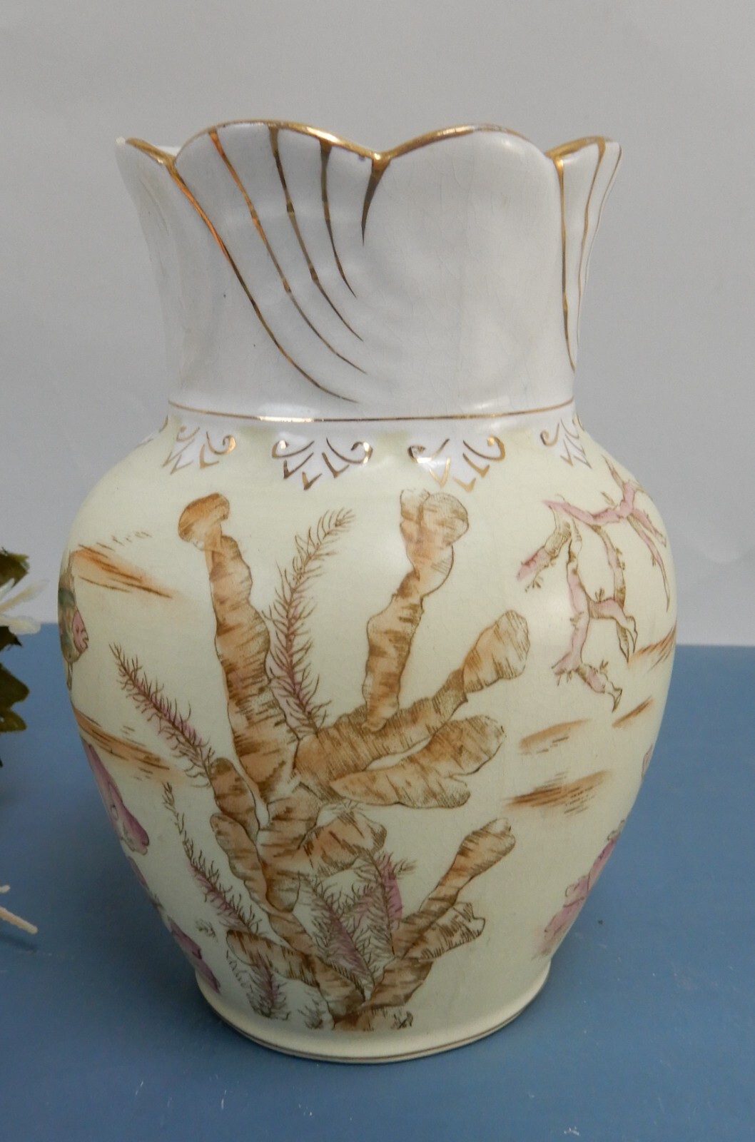 Antique Alba China Bona Fama Melior Ironstone Pottery Small Vase 5-3/8" High