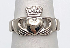 14k White Gold Irish Ring Claddagh Size 5.5 5.3 grams