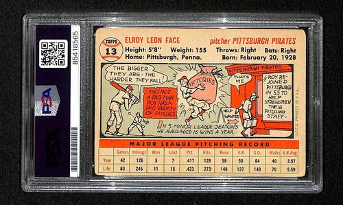 Roy Face Signed/Auto 1956 Topps Card #13 Pittsburgh Pirates PSA/DNA 194863 - Picture 2 of 2