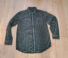 ThirtyTwo Mens Button Up Fleece Shacket Shirt Size XL Green Plaid