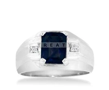 Black Onyx Emerald Cut Gemstone With 925 Sterling Silver Ring For Men's #B852