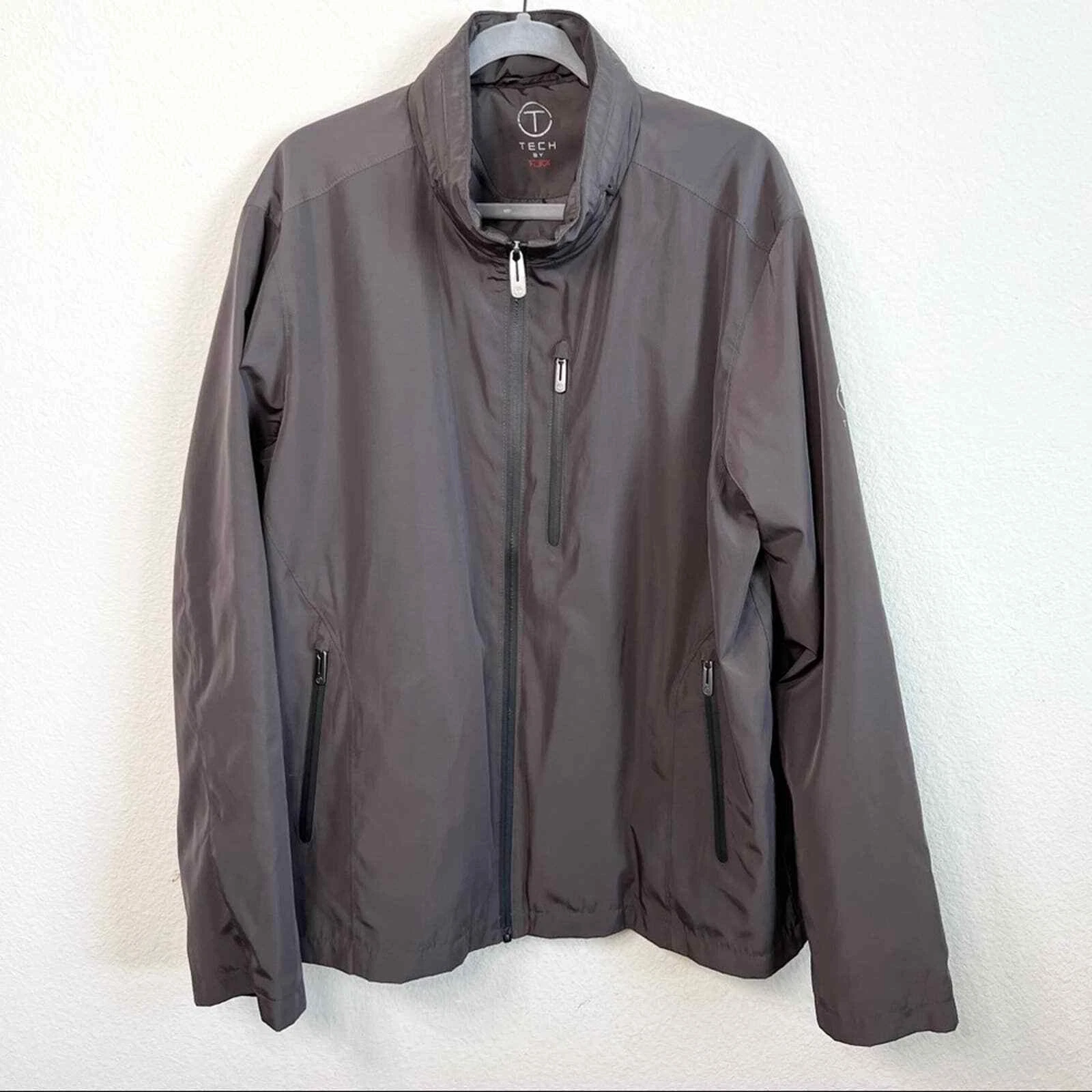 Tech by Tumi Windbreaker Jacket Men's XL Dark Gray Full Zip Outdoor Gorpcore
