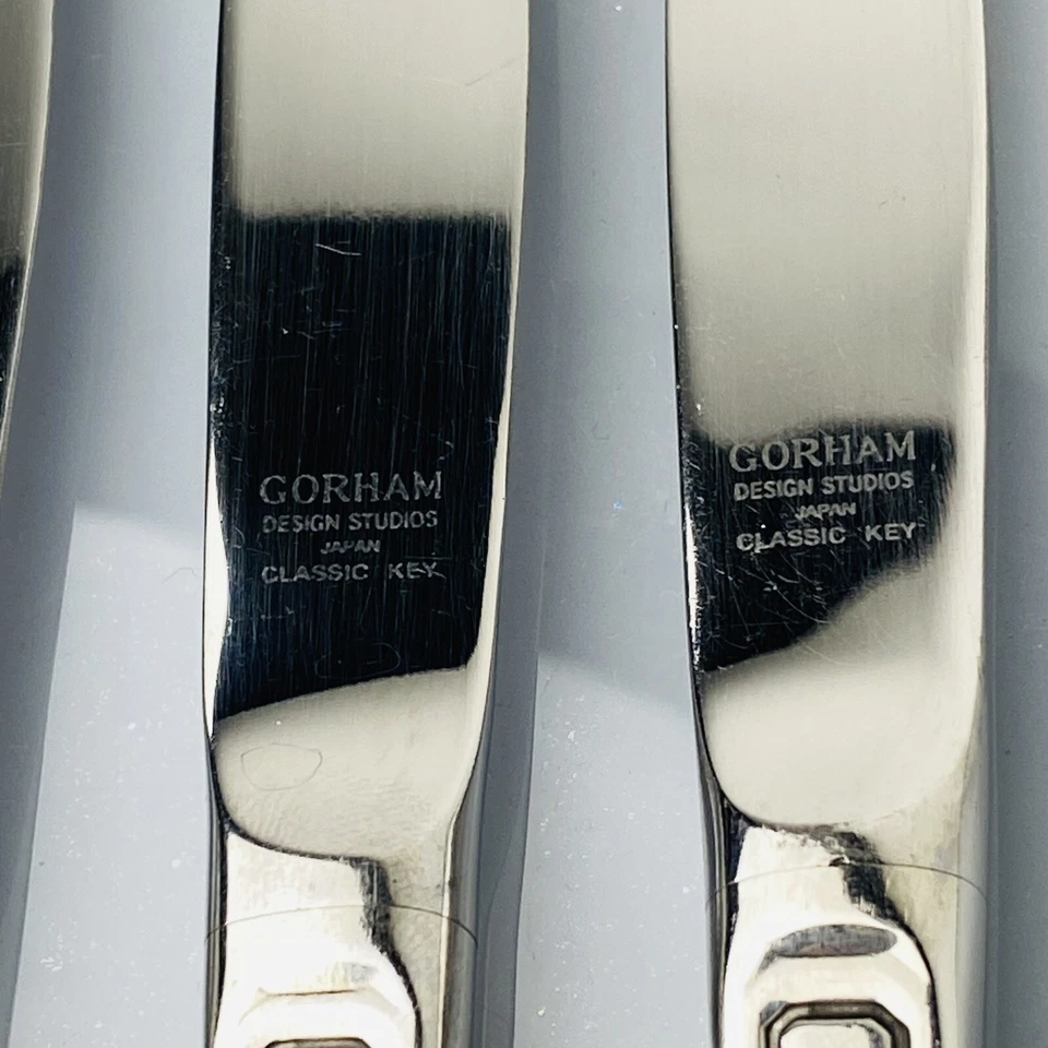 Gorham Design Studio Japan Classic Key 6 Dinner Knife 18/8 Black Inlay 9 1/4" - Image 4 of 4