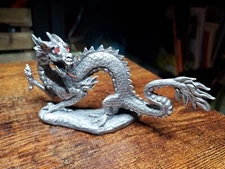 Hudson Pewter Fire Breathing Serpent Dragon Miniature Art Figurine.