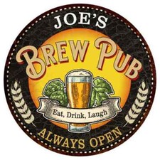 JOE'S Beer Pub Man Cave Metal Sign Home Wall Decor Round 100140025015