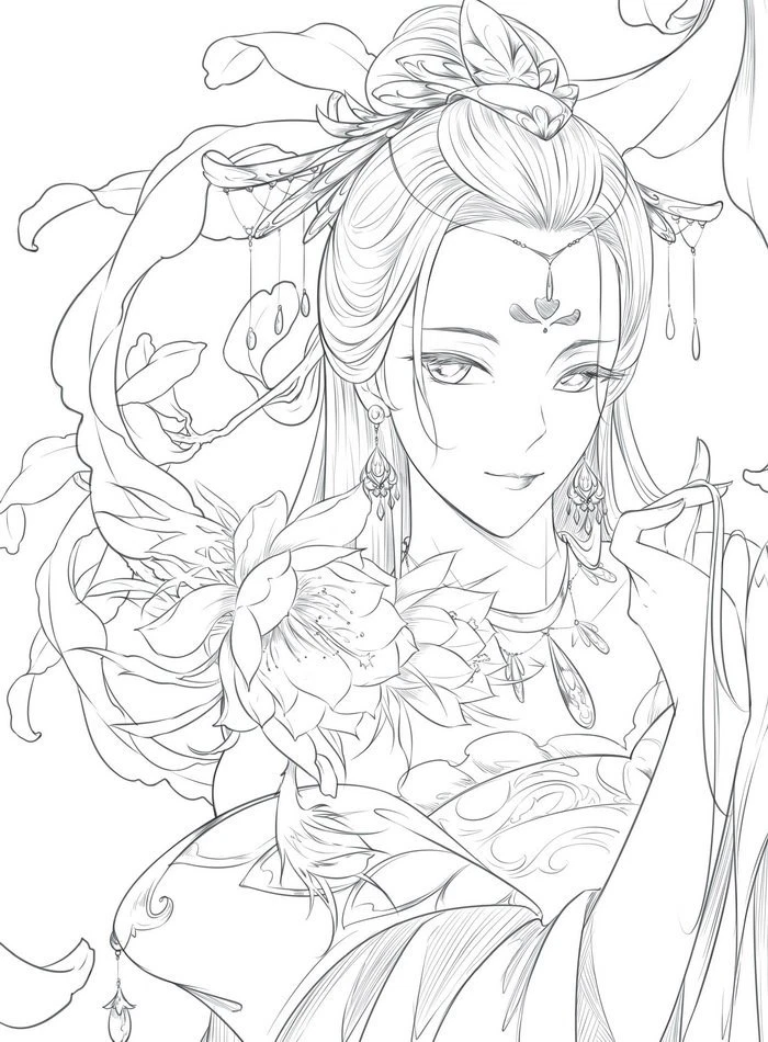 Coloring book for adults kids Chinese line drawing book ancient figure painting - Image 2 of 4