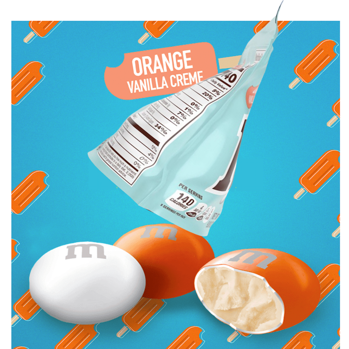2 Bags M&M's Orange Vanilla Creme 9 Oz Each Sharing Size 11/2020