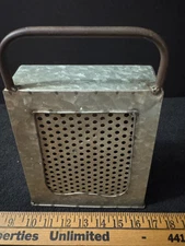 Primitive Farmhouse Style Cheese Grater Towel Holder Decor Floral Galvanized