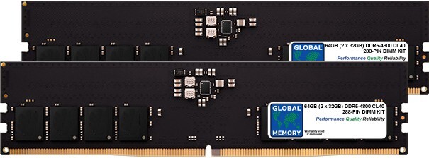 64GB (2 x 32GB) DDR5 4800MHz PC5-38400 288-PIN DIMM MEMORY KIT FOR