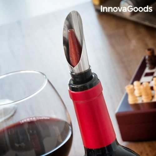 Kit Accessori Vino Gioco Scacchi Cavatappi Anello Anti goccia Tappo e Termometro - Foto 8 di 11