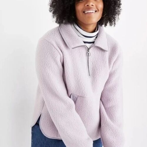 Madewell Polartech Popover Lavender Fleece Sweatsh