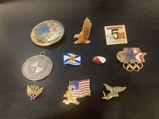 Lot Vtg Pins Key Chain Military USA Flag Nebraska Goodyear Nova Scotia