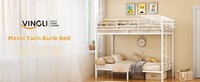VINGLI Bunk Bed Twin Over Twin with 15 Extra High Guardrail White COLLECT NN5
