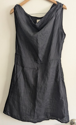 DISSH Dress Cass Size AU/UK 16 / US 12 Asym Linen Mini Black Wedding Formal