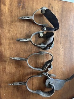 Vtg Engraved Crockett Spurs Straps Lot 4